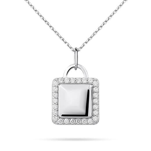Square with ring - Rhodium plating
